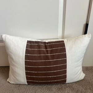 Fragments Identity Off White Brown Lumbar Throw Pillow Linen Neutral